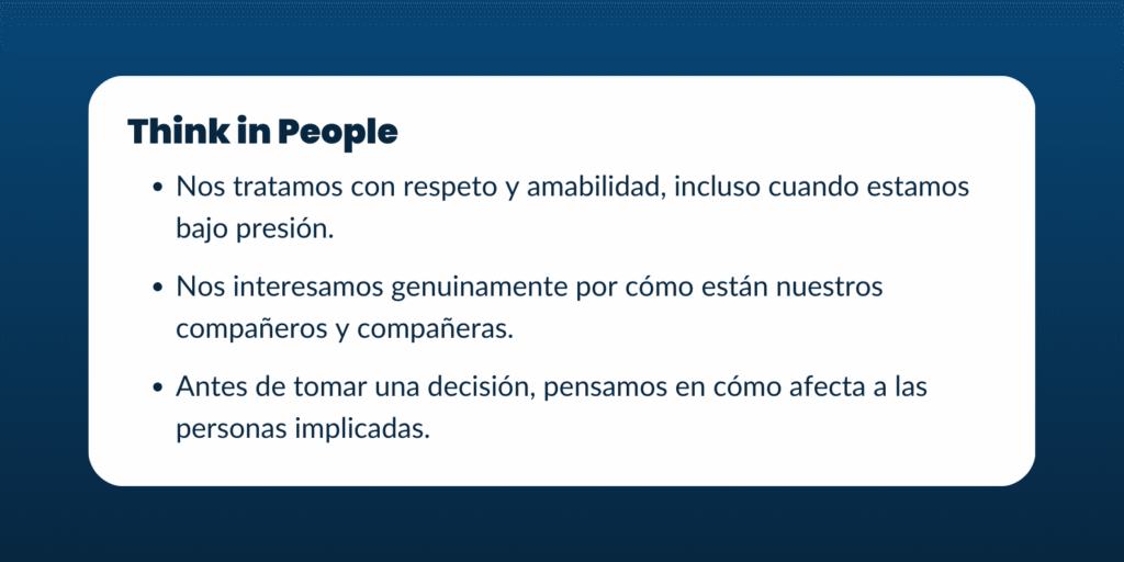 Ha cada valor has de asociar los comportamientos esperados para tus empleados